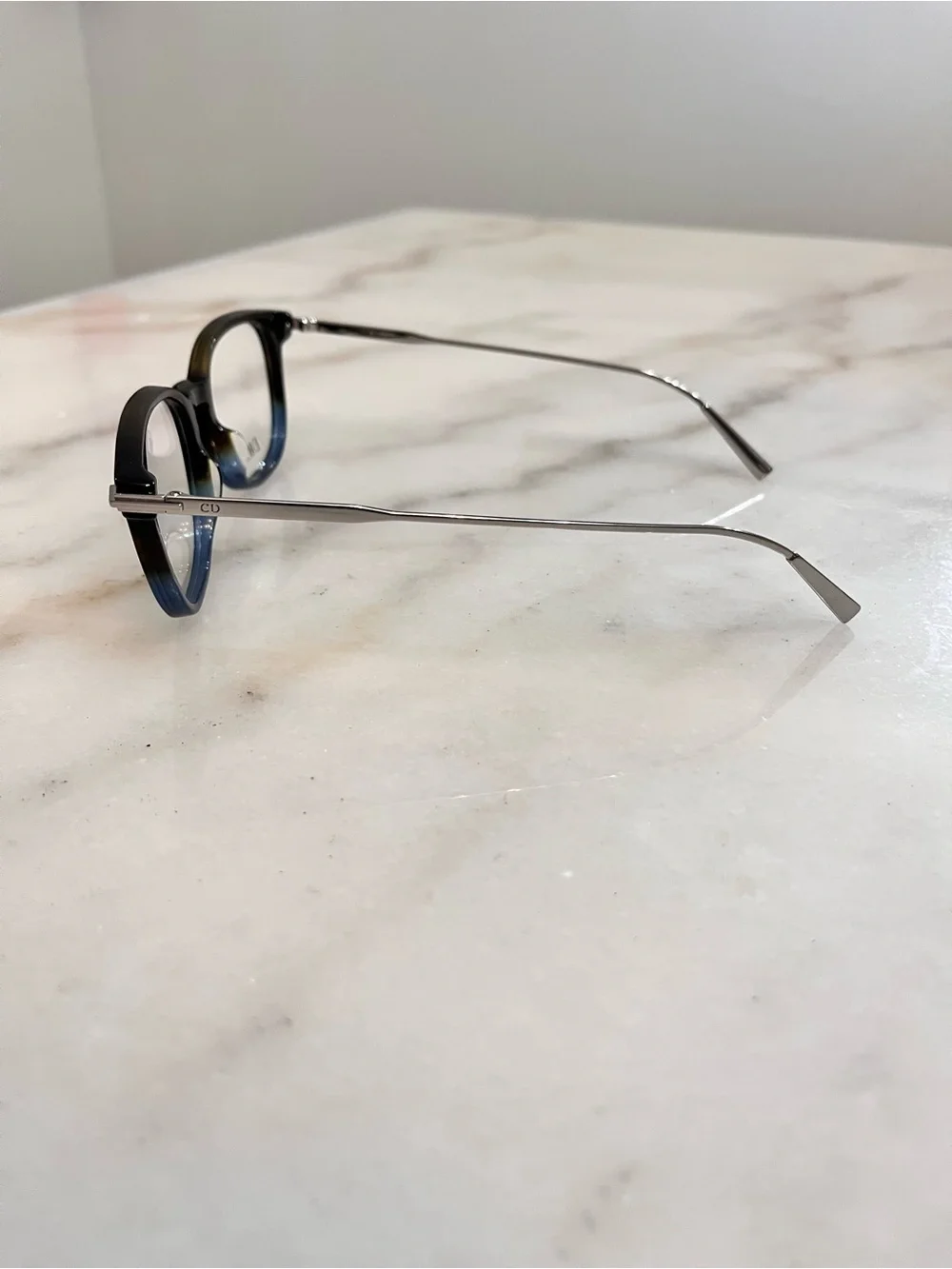 Dior Unisex Black-to-Blue Ombre Round Optical Glasses